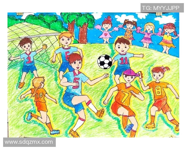 足球明星儿童画风格简约展示球场激情与童趣的融合